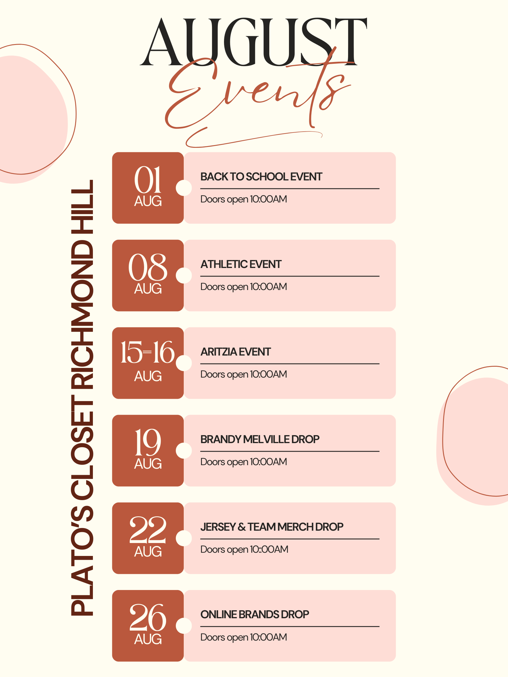 Schedule of events